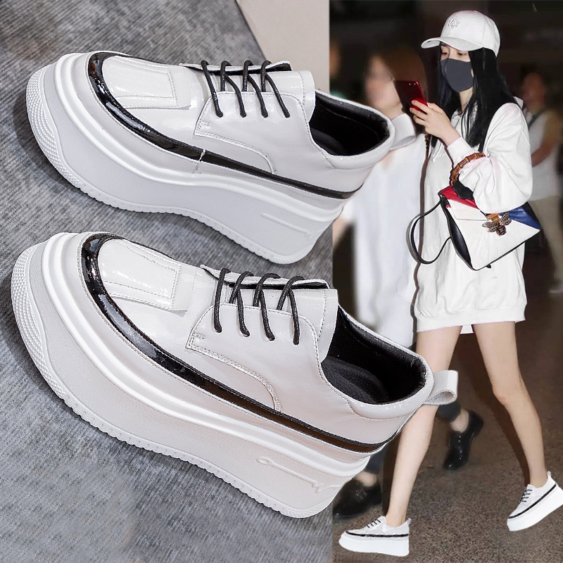 漆皮小白鞋内增高加绒棉鞋欧洲站