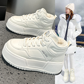 真皮高帮大棉鞋 女冬加绒加厚2025新款 厚底防滑保暖运动休闲小白鞋