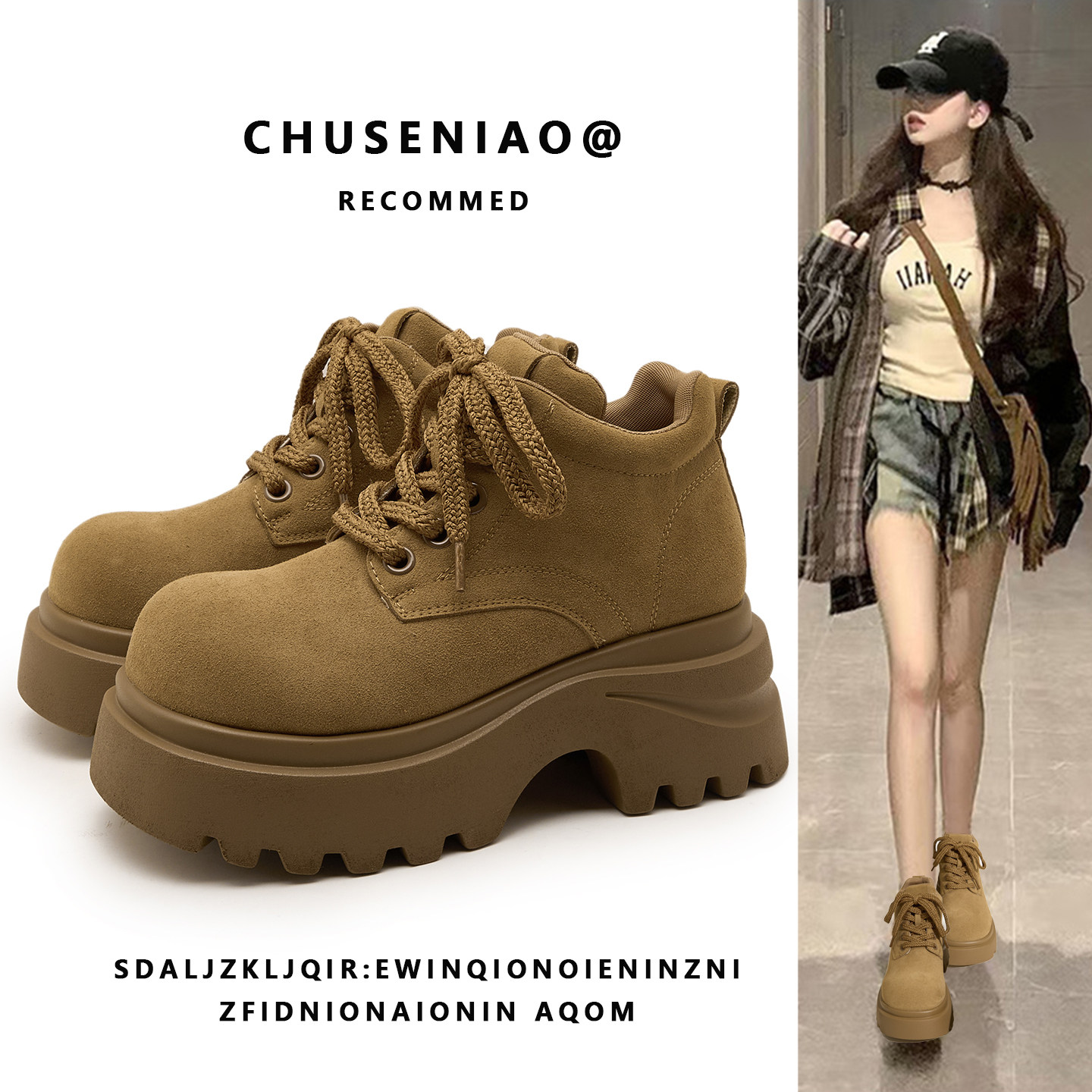 超火复古真皮大头马丁靴女2025秋季新款英伦风厚底小个子工装短靴