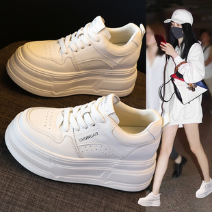 女鞋 新款 真皮内增高小白鞋 2025秋季 时尚 厚底坡跟小个子休闲运动鞋