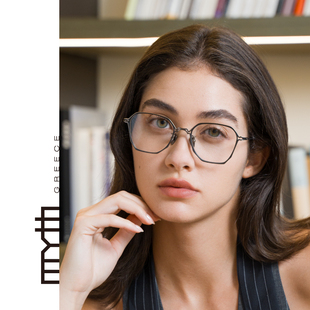 MYTH精致职场风眼镜创新镂空钛镜架可配高度数优雅潮流镜框MO2411