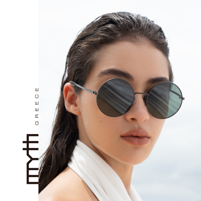 希腊时尚潮流个性墨镜男女通用欧美复古圆形太阳镜超轻金属镜架