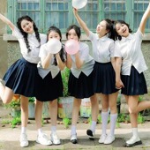 比赛运动会校服套装 初高中生班服秋jk白衬衫 女男毕业学院风长短袖