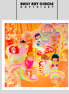 简约卡通网红直播刘颖客厅装饰画
