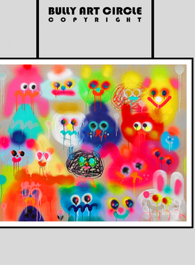 乔恩·伯格曼Jon Burgerman 客厅插画涂鸦现代绘画卡通治愈潮流画