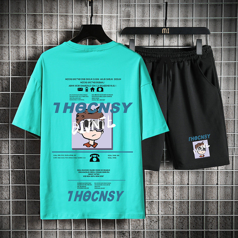 套裝韓版潮青少年短袖短褲兩件套夏裝休閒運動帥氣上衣