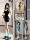 U领蝴蝶结收腰抽绳绝美包臀连衣裙 纯欲甜辣风茶歇吊带裙女夏新款