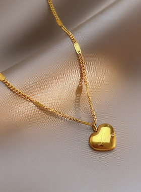 love爱心项链2025年新款女夏锁骨链简约气质轻奢颈链桃心钛钢饰品