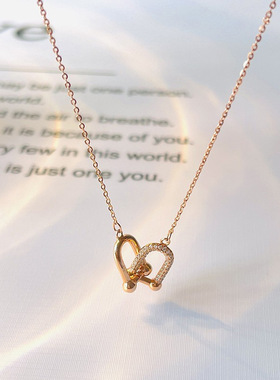 U形马蹄扣双环项链高级感ins风金属双层锁骨链颈链气质简