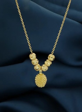 七夕爆款时尚高级感金色榴莲坠子项链锁骨链七夕情人节送女友