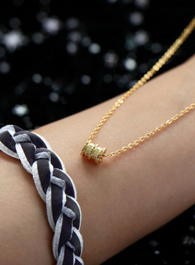 韩版钛钢小蛮腰项链女18K玫瑰金首饰弹簧吊坠圆珠锁骨链ins网红