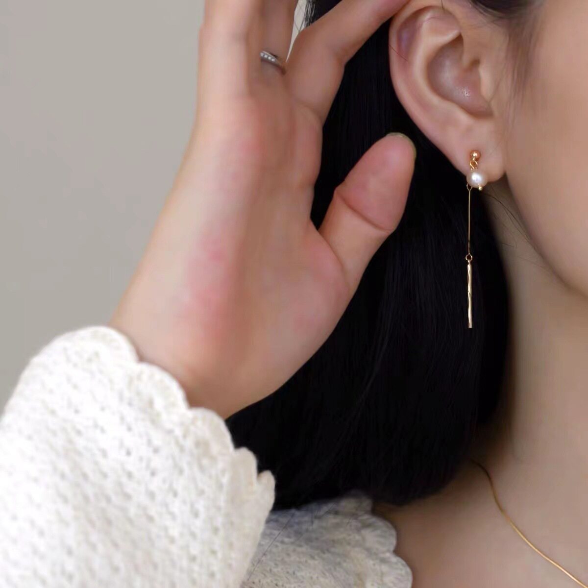 百搭显脸小~淡水珍珠耳夹吊坠流苏高级简约气质无痛耳夹无耳洞