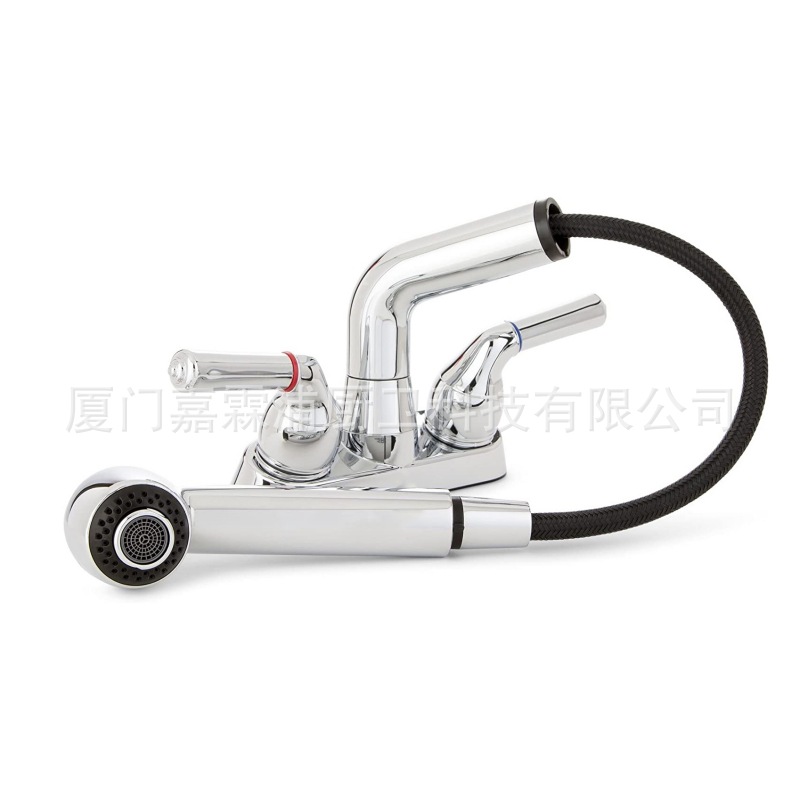 房车厨房2功能4寸双把手水龙头亚马逊家用款塑料冷热抽拉