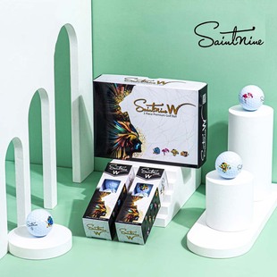 正品 Saintnine W高尔夫三层球远距离球下场练习球 瞄准线划线球