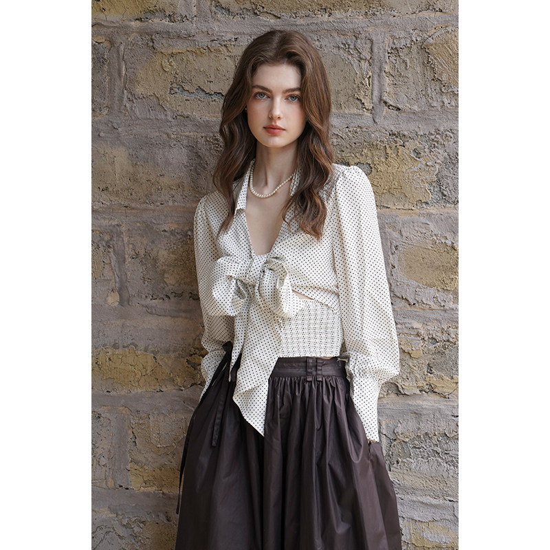 miorastudio法式蝴蝶结波点衬衫