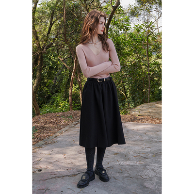Miorastudio黑色中长款半身裙