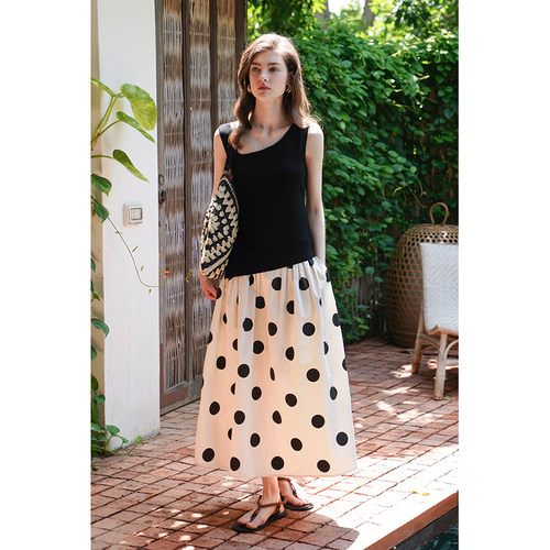 miorastudio杏色波点半身裙