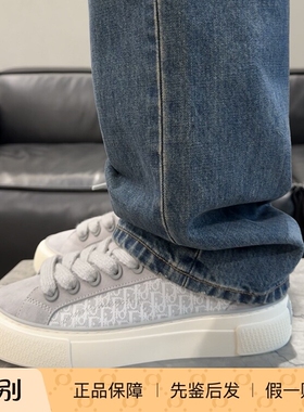 国内现货DIOR迪奥经典款Oblique老花B33灰色男士拼皮运动休闲板鞋