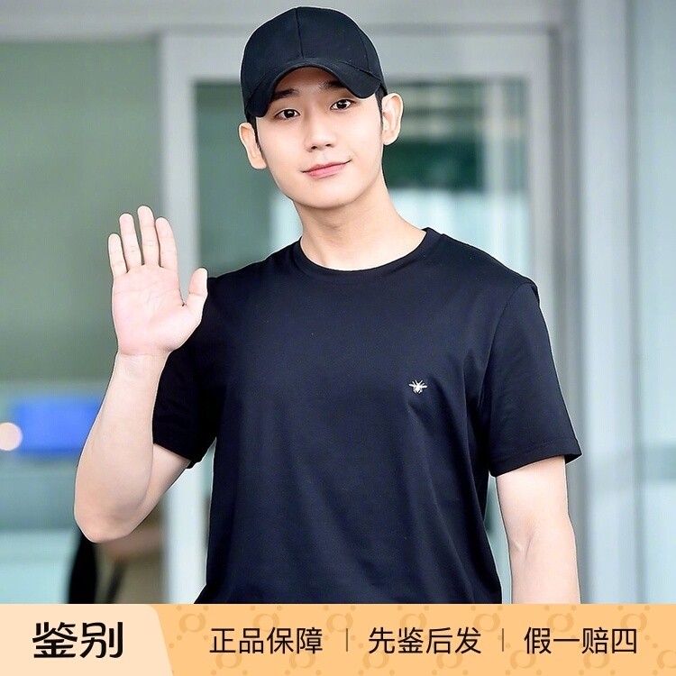 国内现货DIOR迪奥 经典款胸前黑色小蜜蜂刺绣男士圆领短袖T恤