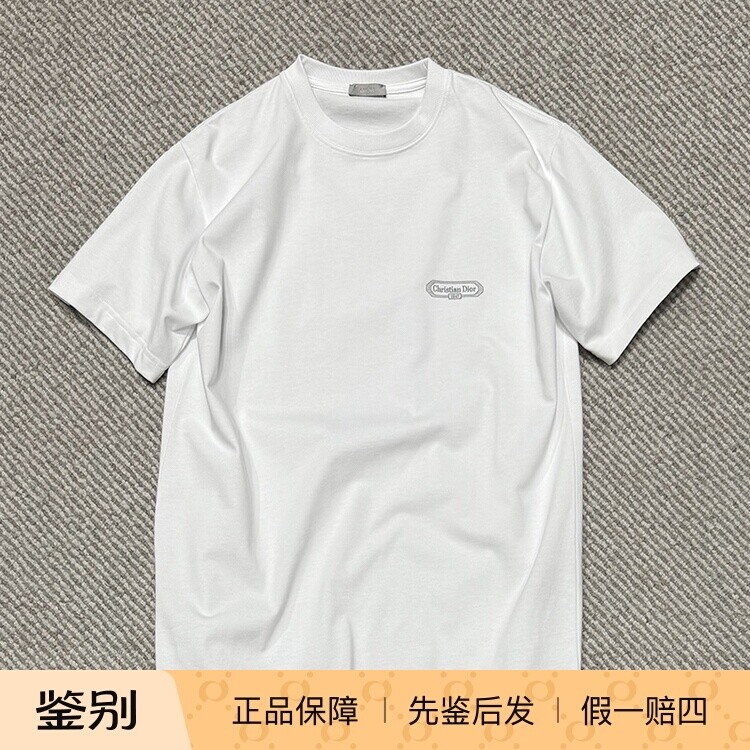 国内现货DIOR迪奥春夏新款胸前字母刺绣LOGO男士圆领短袖T恤折扣