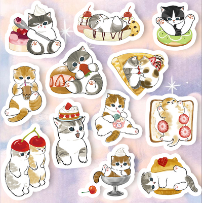 日本鲨鱼猫咪mofusand甜点甜品吃货手帐防水电脑手机壳行李箱贴纸