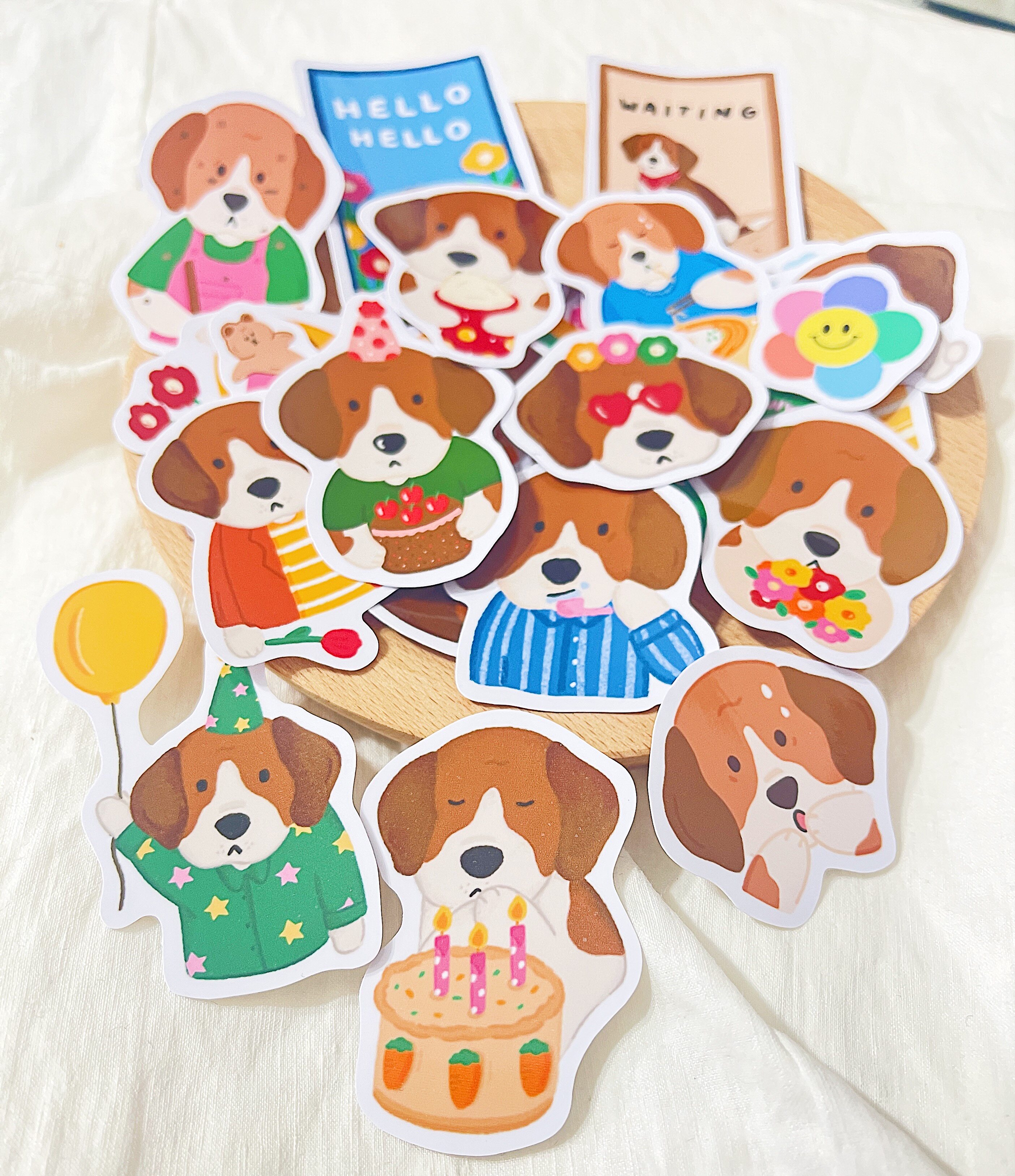 可爱卡通宠物狗狗比格犬 手账手机壳日记本水杯防水周边贴纸箱贴