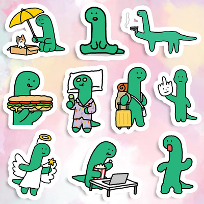 韩国绿色小恐龙joguman贴纸