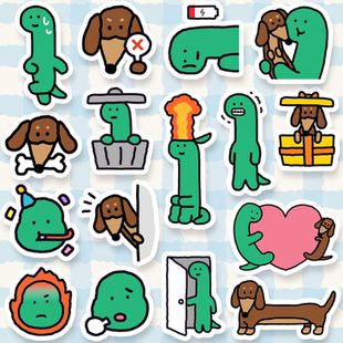 韩国可爱joguman绿色小恐龙ins风防水手帐ipad电脑水杯手机壳贴纸