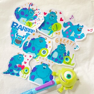 可爱怪兽大学大眼仔苏利文 手账手机壳电脑行李箱防水贴纸箱贴