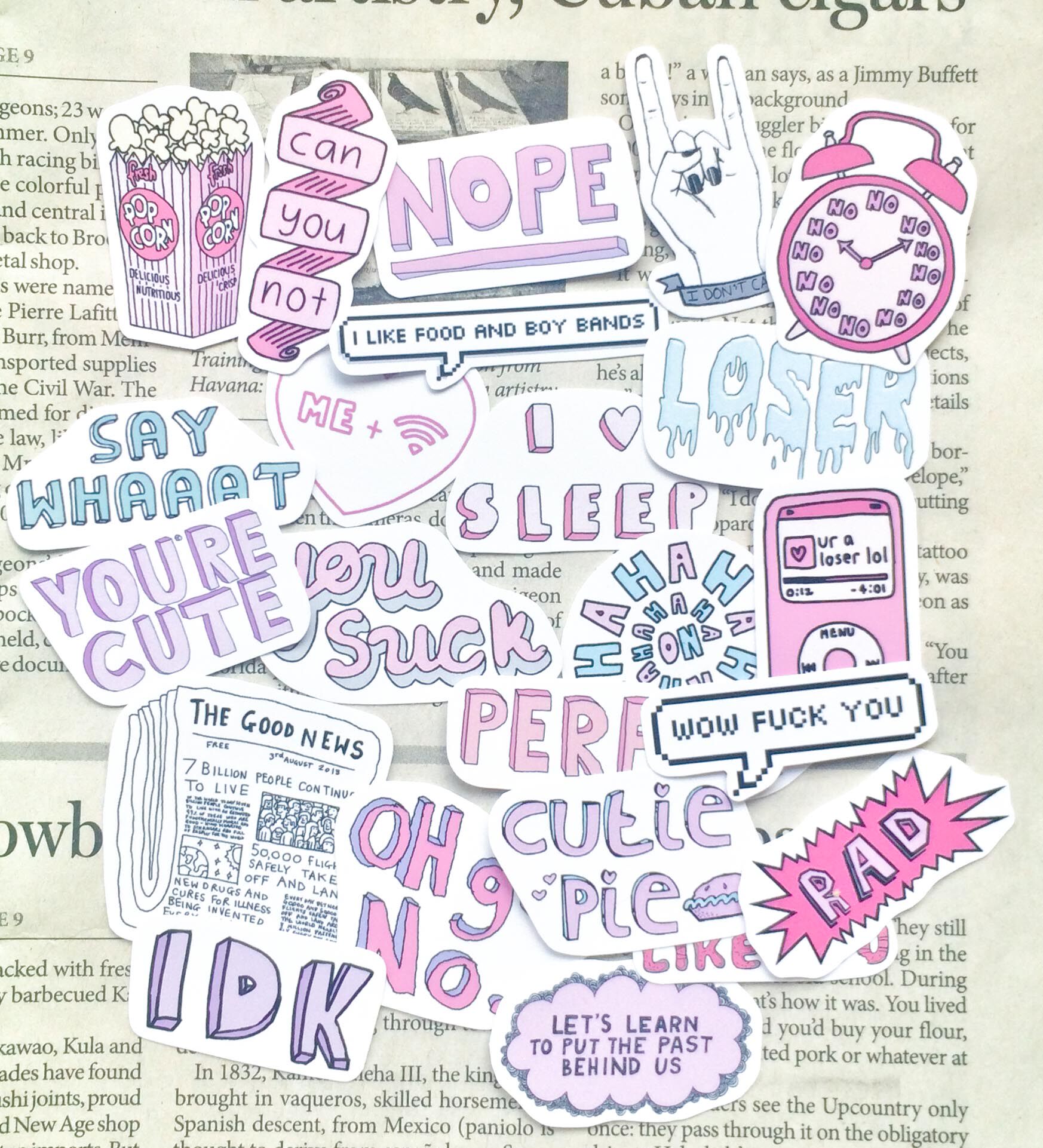 【特价】23张可爱粉色少女心原宿风英文文字对话手帐笔记本贴纸