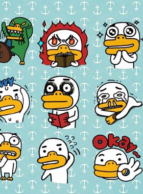 kakao talk 搞怪kuso风 TUBE 鸭子表情贴纸 自制周边贴纸 26枚入