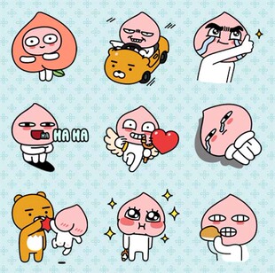 kakao friends APEACH 屁桃贴纸 第二发 自制周边贴纸 24枚入