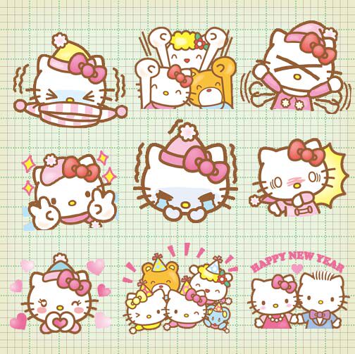 line 可爱Hello Kitty冬日系列贴纸 自制手帐周边贴纸 40枚入