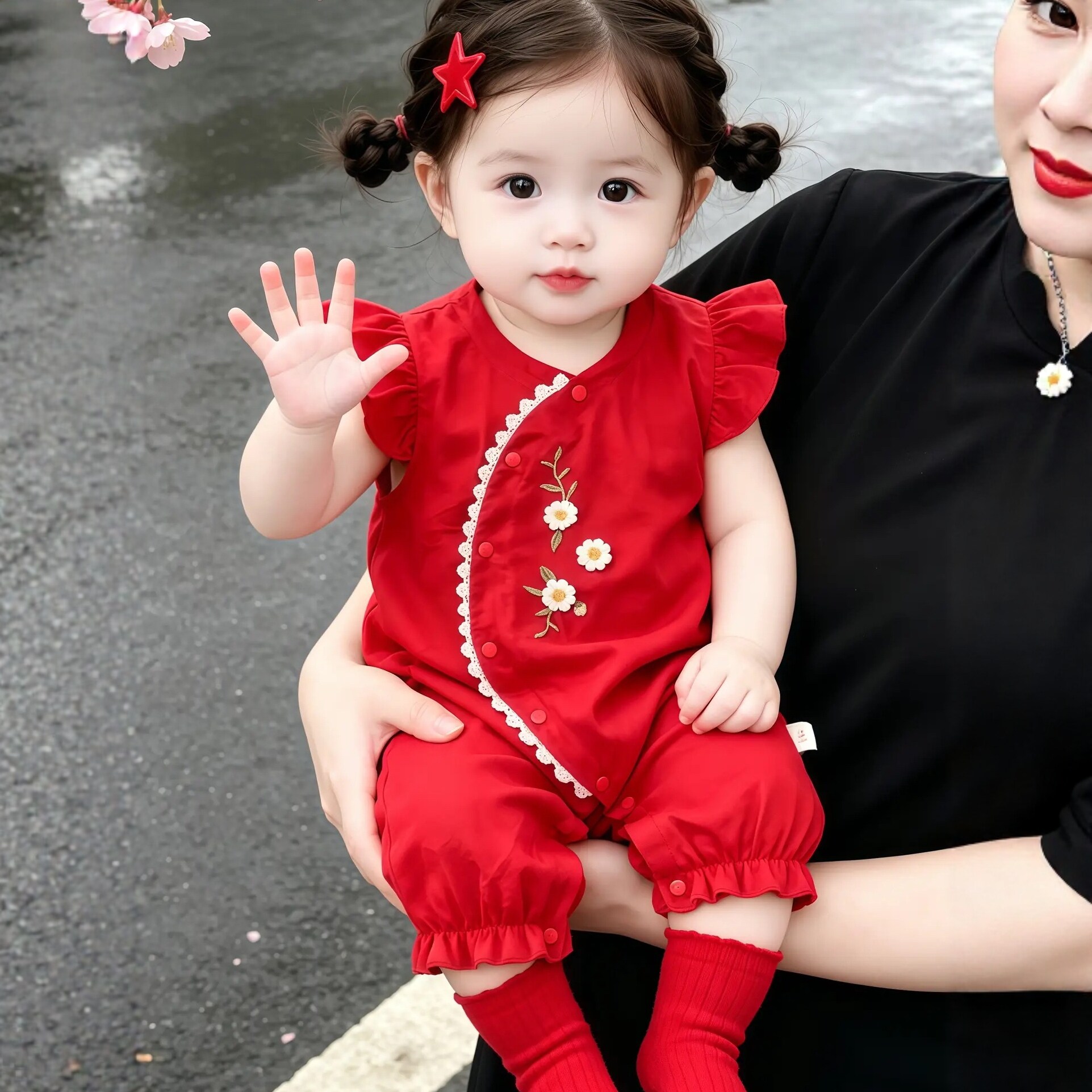 2026新款喜庆女宝宝夏季连体衣图片