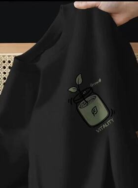 宽松学生短袖半袖t恤港风insT恤男韩版潮流新款夏季上衣五分袖男