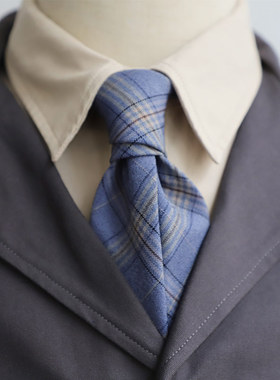 学院风 苏格兰格纹6CM窄款韩版制服领带粉色蓝色咖啡学生男女同款