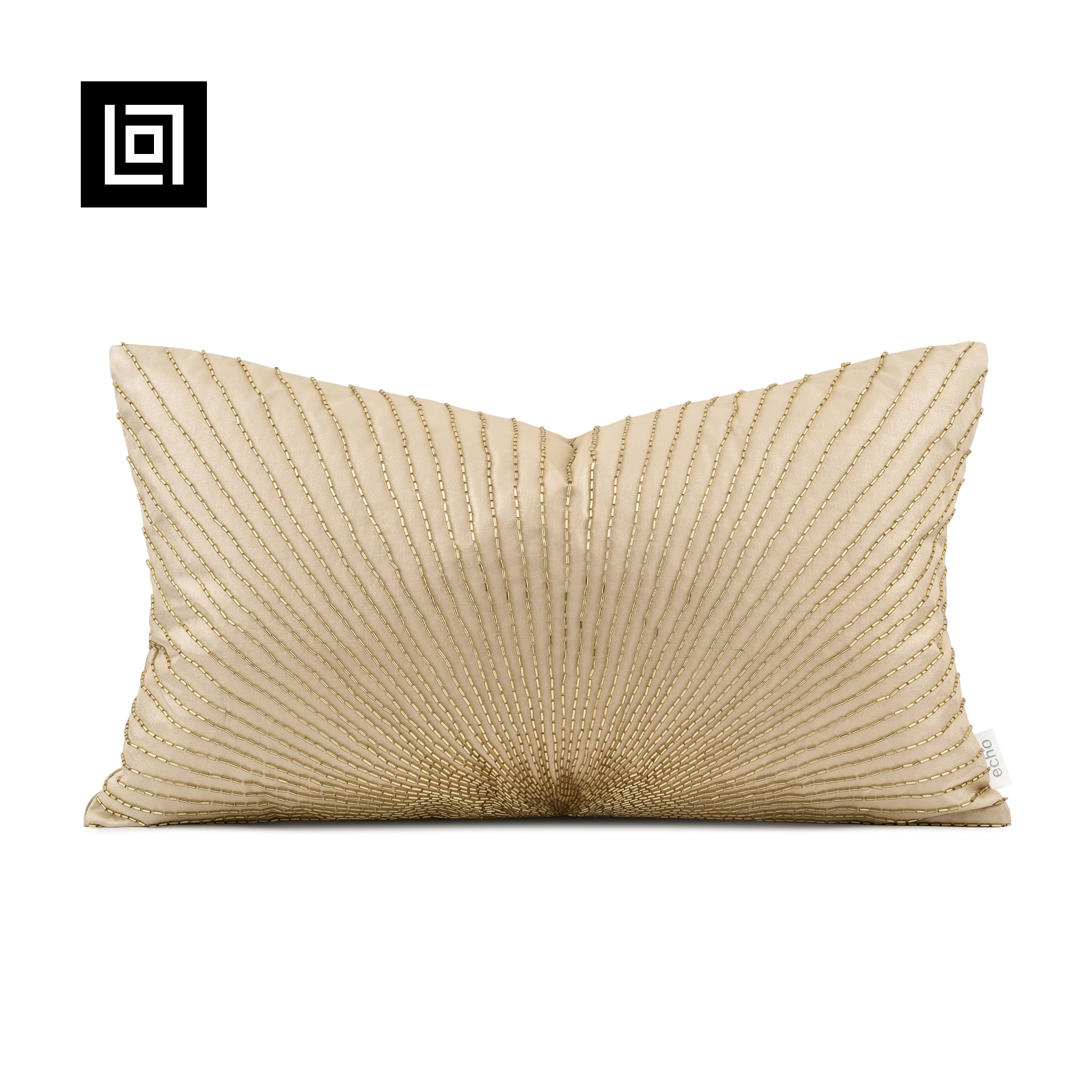 echo法式轻奢贵气奢华香槟金手工钉珠样板间鎏金高档沙发腰枕枕套