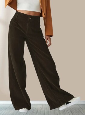 高腰显瘦休闲直筒长裤High waisted slimming straight leg pants