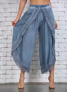 harem Women lace leg women蕾丝花边阔腿裤 wide pants