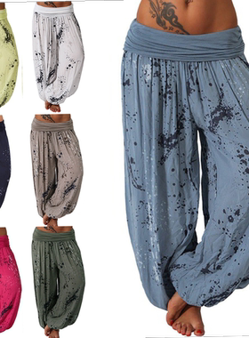 Printed wide loose wide leg pants women casual pants阔腿裤