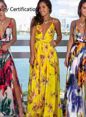 Party Beach Floarl Print  Maxi Dress Casual Sundress