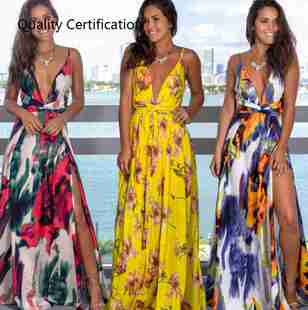 Print Floarl Beach Sundress Dress Casual Maxi Party