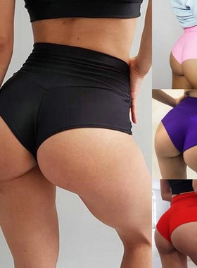 Solid color high waisted tight yoga shorts纯色高腰紧身三分裤