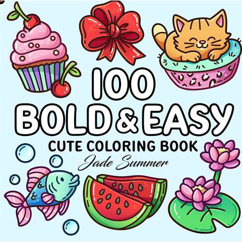 100 Bold Coloring Book适合成人和儿童与动物花朵食物跨境涂色本
