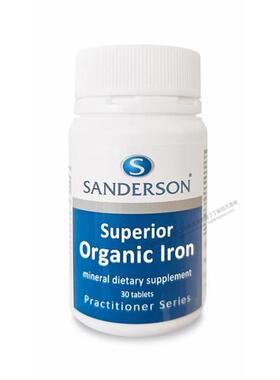 新西兰直邮进口Sanderson有机补铁片30片 补血女性贫血叶酸铁元素