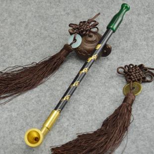 三朴 烟斗  传统手工烟斗 老式烟袋锅旱烟袋 黄铜烟锅实木烟杆玛