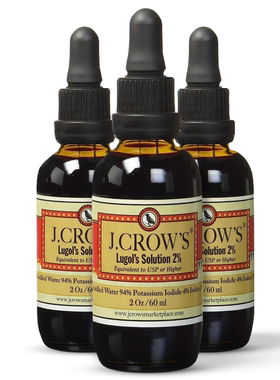 美国J.CROW'S Lugol's 碘溶液2%优质碘化钾液体支持甲状腺健康