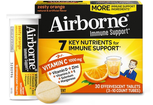 美国Airborne维C+锌 橙味泡腾片1000mg维C 免疫力增强 30粒