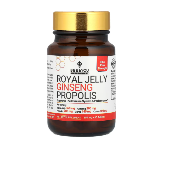 美国Bee & You 蜂统领浆人参蜂胶 机体抵抗系统和表现提升 60 片
