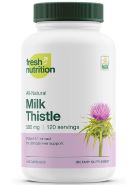 美国Fresh Nutrition牛奶蓟2000毫克水飞蓟素种子提取物 肝脏健康
